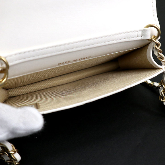 Chanel Coin Purse Chain Wallet Clutch Bag Matelasse Lambskin White - Picture 3 of 12